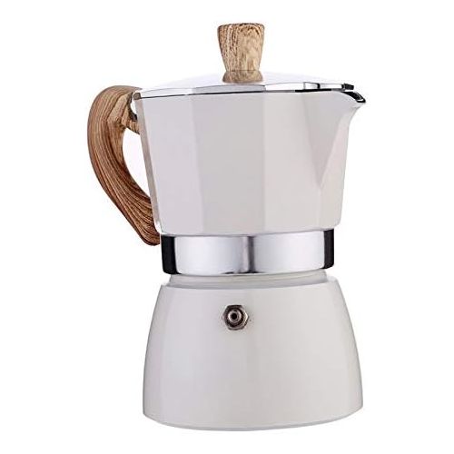  LOVIVER Kitchen Stovetop Espresso Maker for Strong Flavored Espresso Portable Aluminum - White 300ml