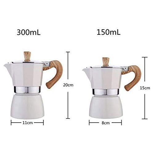  LOVIVER Kitchen Stovetop Espresso Maker for Strong Flavored Espresso Portable Aluminum - White 300ml