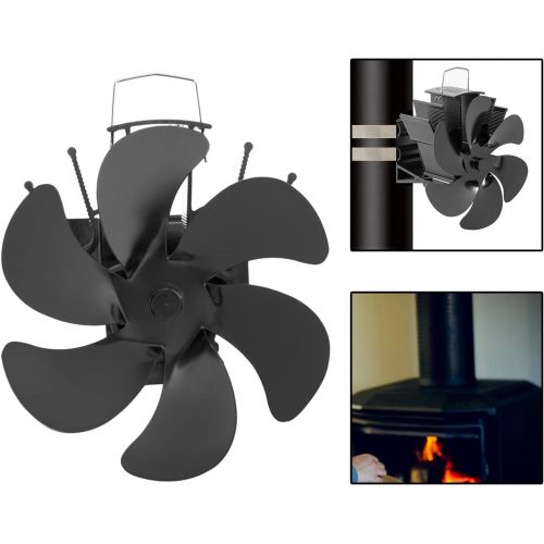  LOVIVER Heat Powered Stove Fan Upgrade Designed Silent Operation 6 Blades with Stove Thermometer for Wood/Log Burner/Fireplace and Efficient Heat Distribution