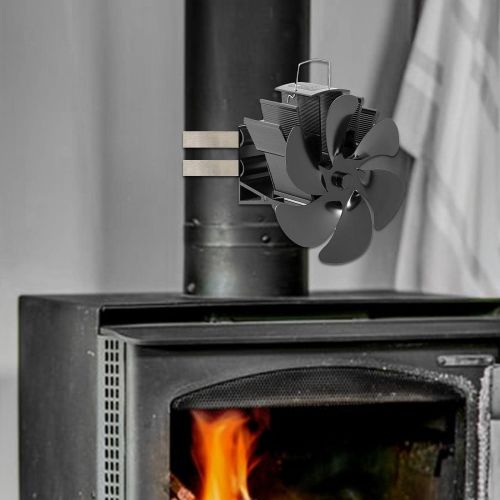  LOVIVER Heat Powered Stove Fan Upgrade Designed Silent Operation 6 Blades with Stove Thermometer for Wood/Log Burner/Fireplace and Efficient Heat Distribution