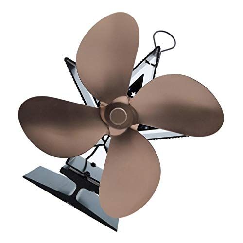  LOVIVER Silent 4 Blade Heat Powered Stove Fan for Wood Log Burner Fireplace Bronze, 15 x 9 x 18cm