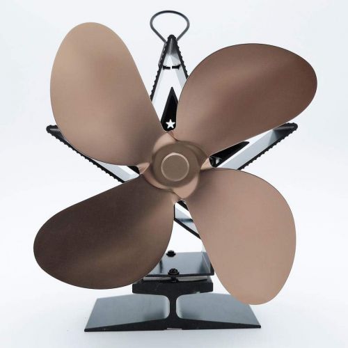  LOVIVER Silent 4 Blade Heat Powered Stove Fan for Wood Log Burner Fireplace Bronze, 15 x 9 x 18cm