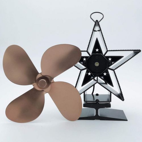  LOVIVER Silent 4 Blade Heat Powered Stove Fan for Wood Log Burner Fireplace Bronze, 15 x 9 x 18cm