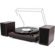 LP&No.1 Record Player, Vinyl Turntable with Stereo Bookshelf Speakers, 3-Speed Belt-Drive Turntable for Vinyl Albums with Auto Off and Wireless (Dark Brown)