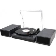 LP&No.1 Wireless Vinyl Record Player with External Speakers, 3-Speed Belt-Drive Turntable for Vinyl Albums with Auto Off and Wireless Input,Black Wood