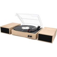 LP&No.1 Bluetooth Vintage Turntable with Stereo Bookshelf Speakers,Burlywood