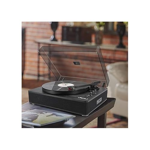 Record Player Vinyl Turntables with Built-in Speakers and USB Play&Recording Belt-Driven Vintage Phonograph Record Player 3 Speed for Entertainment and Home Decoration(Black Wood)