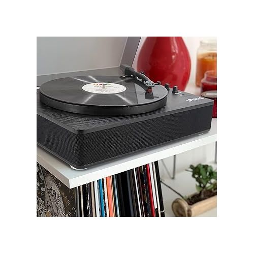  Record Player Vinyl Turntables with Built-in Speakers and USB Play&Recording Belt-Driven Vintage Phonograph Record Player 3 Speed for Entertainment and Home Decoration(Black Wood)