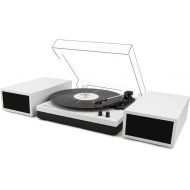 LP&No.1 Modern Turntable Record Player Bundle with Dual Powered Bookshelf Speaker Pair, Built-in, Phono Preamp, Belt Drive, 3-Speed, Wireless Input, Wireless Music Streaming (MWL White Color)