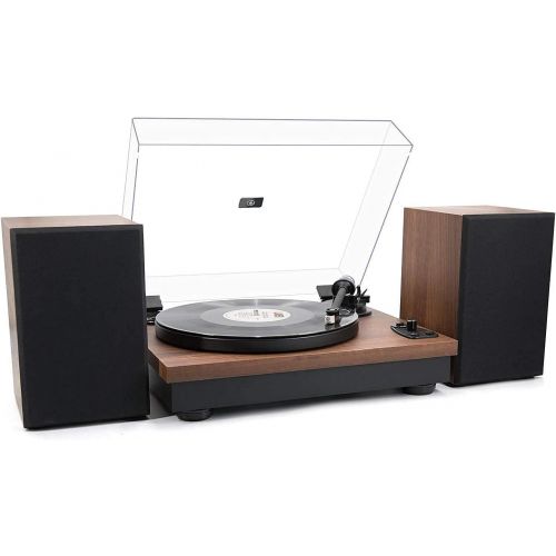  LP&No.1 Wireless Playback Vintage Turntable with Hi-Fi System Stereo Bookshelf Speakers, Bluetooth Belt-Drive Retro Record Player with Moving Magnet Cartridge & Adjustable Counterw