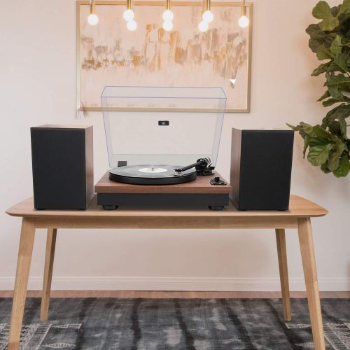  LP&No.1 Wireless Playback Vintage Turntable with Hi-Fi System Stereo Bookshelf Speakers, Bluetooth Belt-Drive Retro Record Player with Moving Magnet Cartridge & Adjustable Counterw