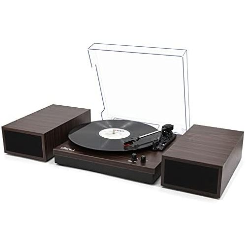  LP&No.1 Bluetooth Vinyl Record Player with External Speakers, 3-Speed Belt-Drive Turntable for Vinyl Albums with Auto Off and Bluetooth Input