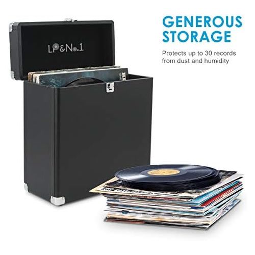  Visit the LP&No.1 Store LP&No.1 Vinyl Record Storage Box,Portable Record Carrying Case for 30+ Vinyl Albums,Black