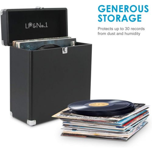  Visit the LP&No.1 Store LP&No.1 Vinyl Record Storage Box,Portable Record Carrying Case for 30+ Vinyl Albums,Black