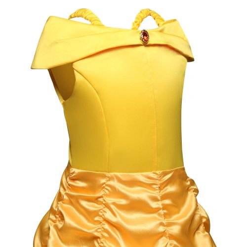  LPBGFDC Little Girls Belle Party Costume Off Shoulder Layered Fancy Dress Princess Dress Up Age 3-10 Years