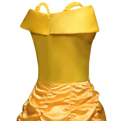  LPBGFDC Little Girls Belle Party Costume Off Shoulder Layered Fancy Dress Princess Dress Up Age 3-10 Years