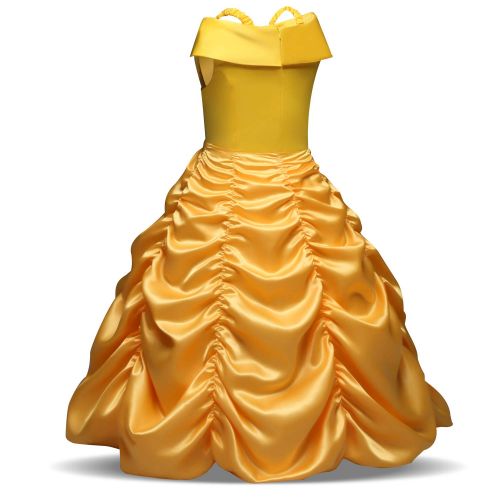  LPBGFDC Little Girls Belle Party Costume Off Shoulder Layered Fancy Dress Princess Dress Up Age 3-10 Years