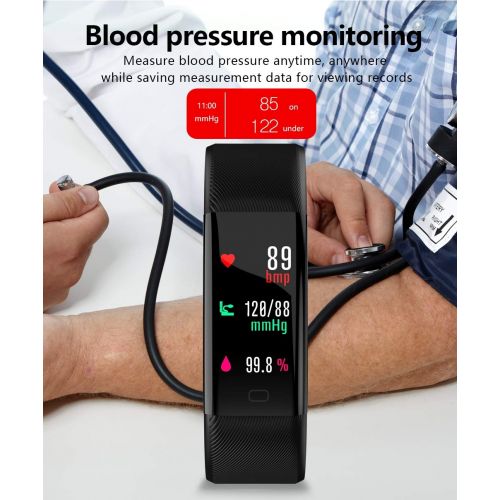  LPTJH Smart Band Color Screen IP68 Waterproof Heart Rate Fitness Bracelet Blood Pressure Oxygen Monitor Smart-Band for iOS Andriod,Red