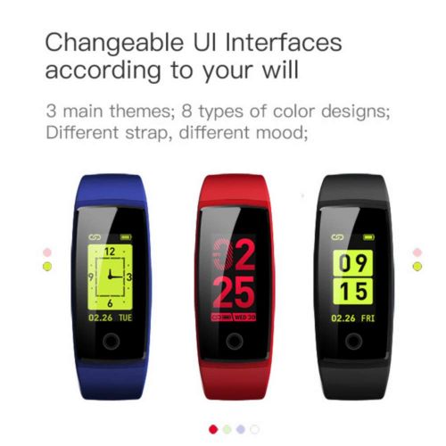  LPTJH Smart Wristband Fitness Bracelet 0.96 OLED Heart Rate Monitor Smart Band Acitivity Tracker Pedometer Blood Pressure for iOS Andriod,Red