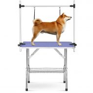 LQJIE Foldable Pet Grooming Table with Mesh Tray and Adjustable Arm & Noose Professional Pet Dog Grooming Table