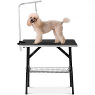 LQJIE Foldable Pet Grooming Table with Mesh Tray and Adjustable Arm & Noose Professional Pet Dog Grooming Table
