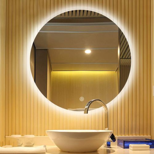  LQJZ- Mirror Mirror Wall Hanging Round Diameter 60/70cm Frameless Backlit Illuminated for Makeup/Bedroom/Bathroom Concise Modern with White Light/Warm Light