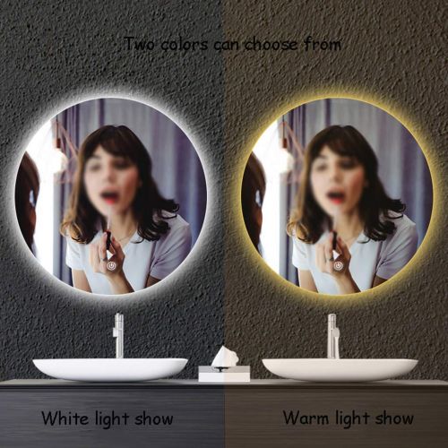  LQJZ- Mirror Mirror Wall Hanging Round Diameter 60/70cm Frameless Backlit Illuminated for Makeup/Bedroom/Bathroom Concise Modern with White Light/Warm Light