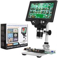 [아마존베스트]LQKYWNA HD 7 Inch LCD Display Microscope, 1080P, 1200X , with Aluminium Alloy Metal Stand, Rechargeable Battery, Digital Microscope, Portable Microscope for 3C Repair, You can also explore