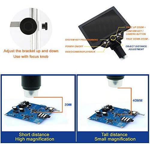  [아마존베스트]LQKYWNA HD 7 Inch LCD Display Microscope, 1080P, 1200X , with Aluminium Alloy Metal Stand, Rechargeable Battery, Digital Microscope, Portable Microscope for 3C Repair, You can also explore