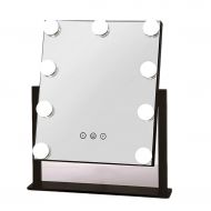 LQW HOME-makeup mirrors Dressing Mirror Led Makeup Mirror with Light Bulb Mirror Desktop Oversized Smart Fill Light Desktop (Color : Black, Size : 362530cm)