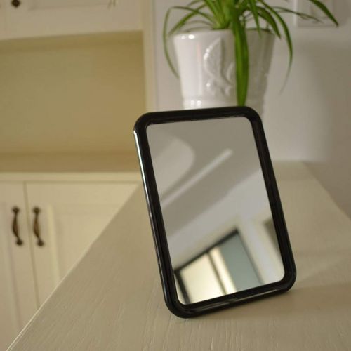  LQY Dormitory Table Mirror,Square Single-Sided Makeup Mirror,Hangable,Plastic Dressing Mirror,Black