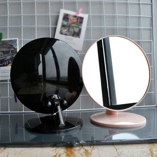  LQY Large Round Table Mirror,Makeup Mirror,Rotatable,Easy to Carry,Dormitory Cute Pink Vanity Mirror,Pink