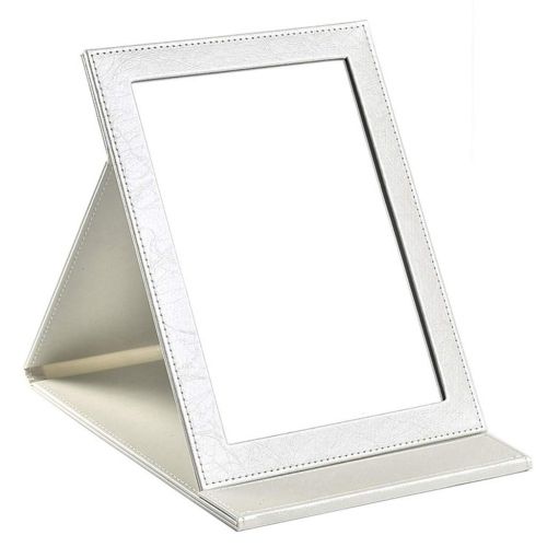  LQY Folding Vanity Mirror,Desktop Makeup Mirror,HD Portable Dressing Mirror,Small Dormitory Livingroom Table Mirror,Black,L
