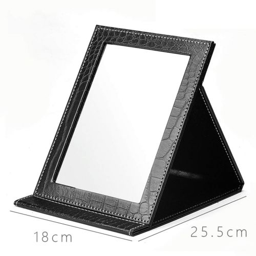  LQY Folding Vanity Mirror,Desktop Makeup Mirror,HD Portable Dressing Mirror,Small Dormitory Livingroom Table Mirror,Black,L