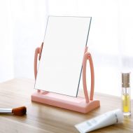 LQY Desktop 360-degree Rotating Vanity Mirror, Household Makeup Mirror,Student Princess Mirror,Small Square Mirror,Tabletop Cosmetic Mirror,Pink