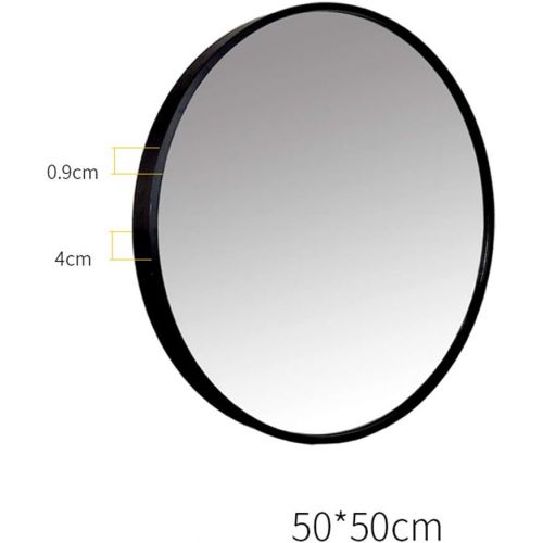  LQY Dressing Table Mirror Aluminum Bathroom Mirror Bathroom Bathroom Bathroom Round Mirror Simple Wall-Mounted Dressing Makeup Mirror,Black,5050CM