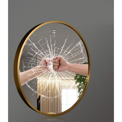  LQY Dressing Table Mirror Aluminum Bathroom Mirror Bathroom Bathroom Bathroom Round Mirror Simple Wall-Mounted Dressing Makeup Mirror,Black,5050CM