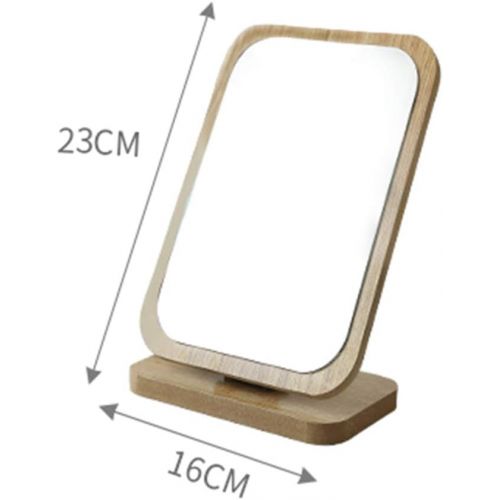  LQY Wooden Desktop Mirror,HD Female Vanity Mirror,Beauty Mirror,Student Dormitory Table Mirror,A