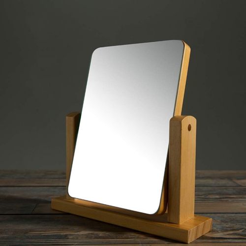  LQY Desktop Makeu Mirror, European Vanity Mirror,Student Dormitory Table Mirror,Wooden Desktop Cosmetic Mirror,B