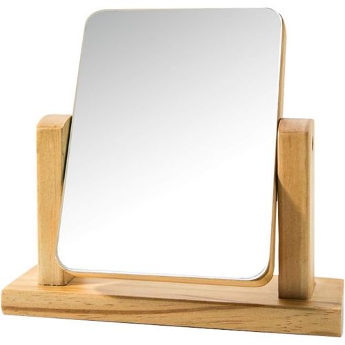  LQY Desktop Makeu Mirror, European Vanity Mirror,Student Dormitory Table Mirror,Wooden Desktop Cosmetic Mirror,B