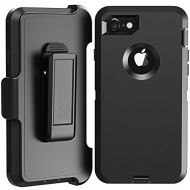 [아마존베스트]LR LongRise iPhone 8 Plus Case, LongRise Shockproof Robost 4 Layer Rugged Case Compatiable with iPhone 7 Plus & iPhone 8 Plus with Belt Clip Holster Stand(Black)