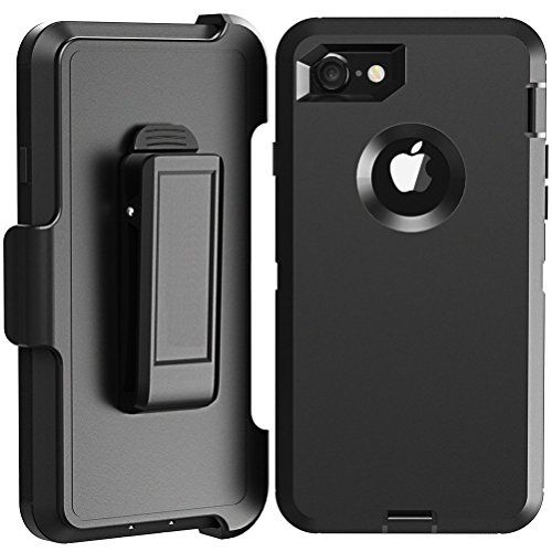  [아마존베스트]LR LongRise iPhone 8 Plus Case, LongRise Shockproof Robost 4 Layer Rugged Case Compatiable with iPhone 7 Plus & iPhone 8 Plus with Belt Clip Holster Stand(Black)