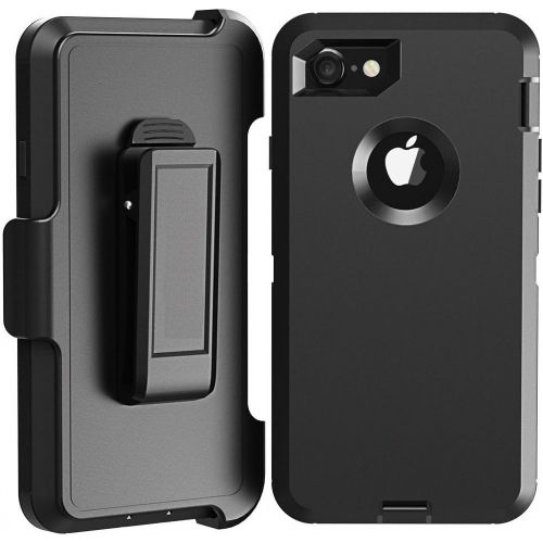  [아마존베스트]LR LongRise iPhone 8 Plus Case, LongRise Shockproof Robost 4 Layer Rugged Case Compatiable with iPhone 7 Plus & iPhone 8 Plus with Belt Clip Holster Stand(Black)