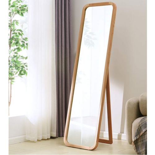  LRXG Full Length Mirror,Wooden Rectangle Free Standing Adjustable Stand Wall Mounted Floor Mirror for Bedroom Hall Mirror (Color : Walnut Color)