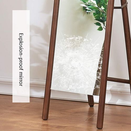  LRXG Full Length Mirror,Wooden Rectangle Free Standing Adjustable Stand Floor Mirror for Bedroom Hall Mirror (Color : Wood Color)