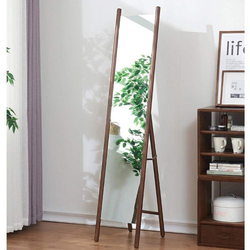  LRXG Full Length Mirror,Wooden Rectangle Free Standing Adjustable Stand Floor Mirror for Bedroom Hall Mirror (Color : Wood Color)