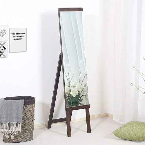  LRXG Full Length Mirror,Solid Wood Rectangle Free Standing Foldable Floor Mirror for Bedroom Hall Mirror (Color : Walnut Color)