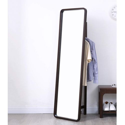  LRXG Full Length Mirror,Solid Wood Rectangle Coat Stand Free Standing Floor Mirror for Bedroom Hall Mirror (Color : Walnut Color)