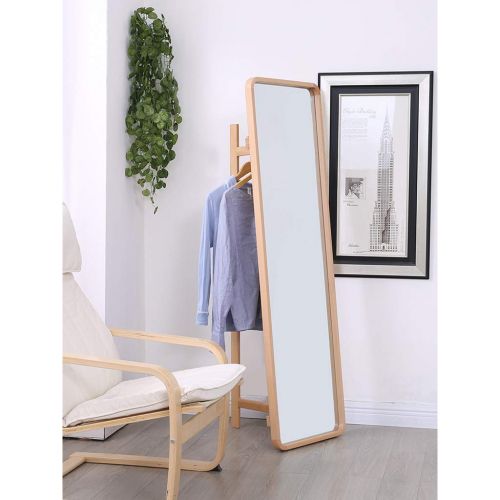  LRXG Full Length Mirror,Solid Wood Rectangle Coat Stand Free Standing Floor Mirror for Bedroom Hall Mirror (Color : Walnut Color)