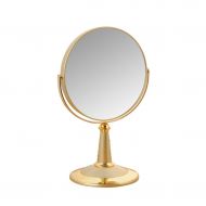 LRXG Cosmetic Mirror Rhinestone Desktop Double-Sided Portable Full Rotation 5X Magnifying HD Vanity Mirror for Cosmetic Skin Care Shaving and Traveling (Color : Gold)